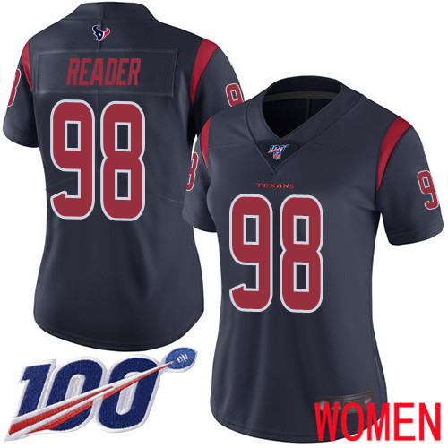 Houston Texans Limited Navy Blue Women D J  Reader Jersey NFL Football #98 100th Season Rush Vapor Untouchable->women nfl jersey->Women Jersey